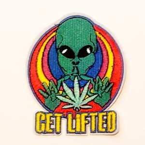 Alien Pot Leaf Iron-On Patch